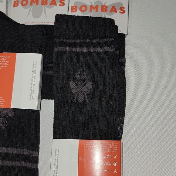 Bombas Calf Socks Men Shoe Size 6-9 Honeycomb Arch Black Lot of 5 Pairs Medium - Picture 4 of 7